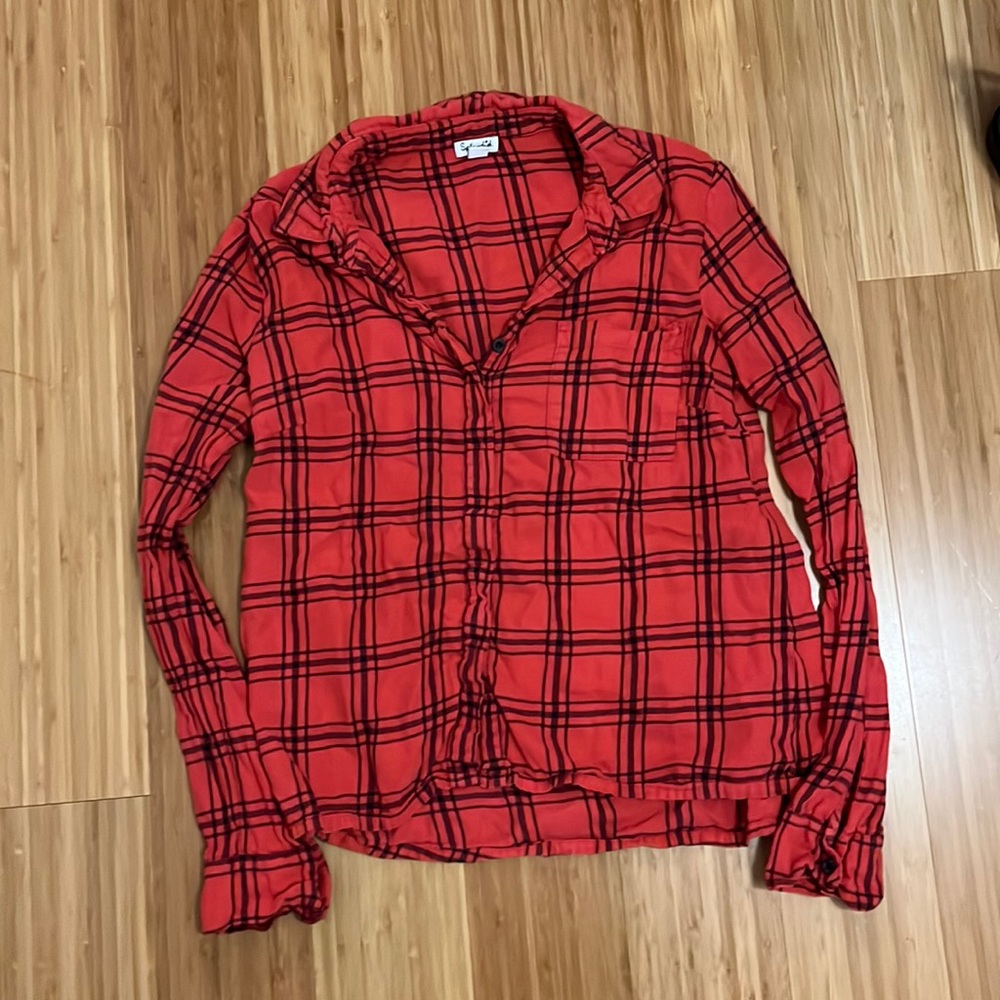 Splendid plaid red button down shirt XS